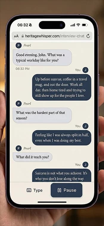 Pearl conversation interface showing a thoughtful question