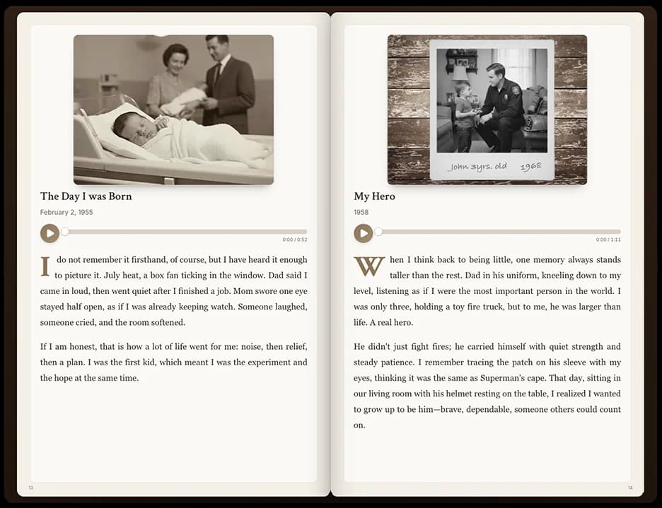 Living book with recorded voice stories