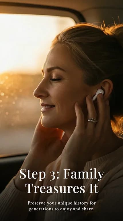 Family receiving shared stories instantly