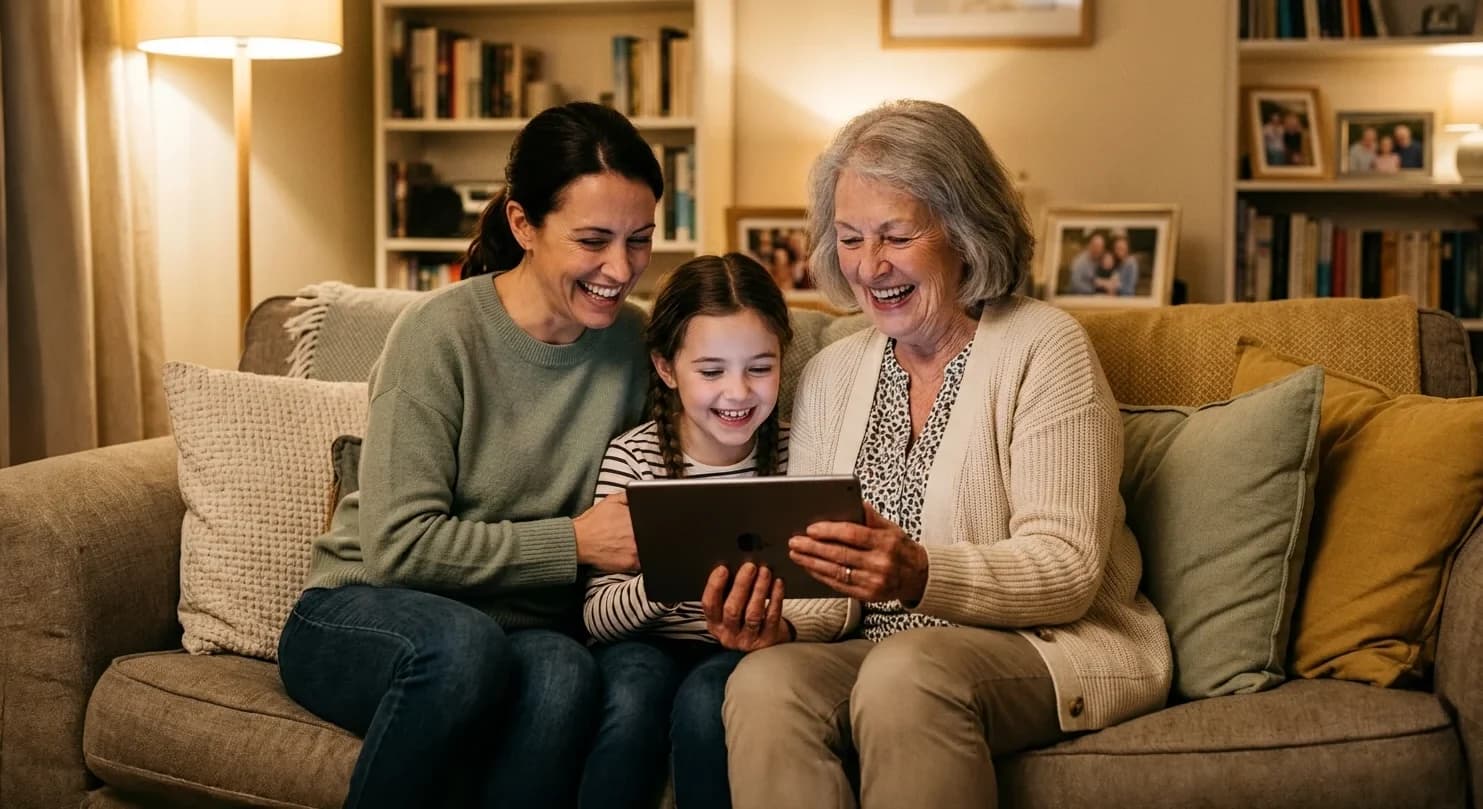 Family sharing stories across generations