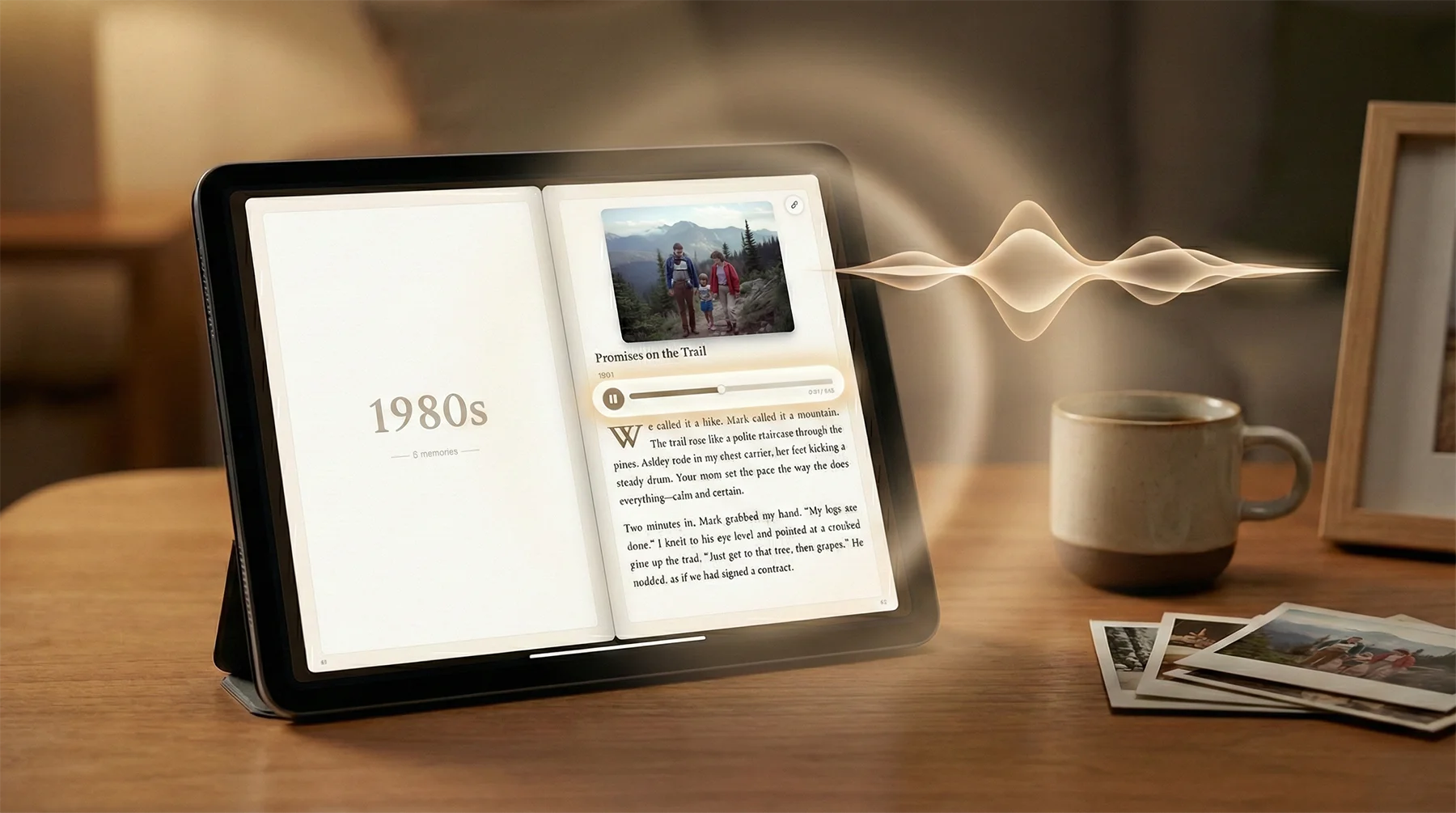 Book view showing stories with audio in their own words